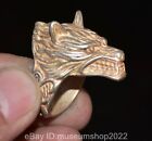 1.2" Rare Old Chinese Dynasty Silver Wolf Head Animal Beast Ring