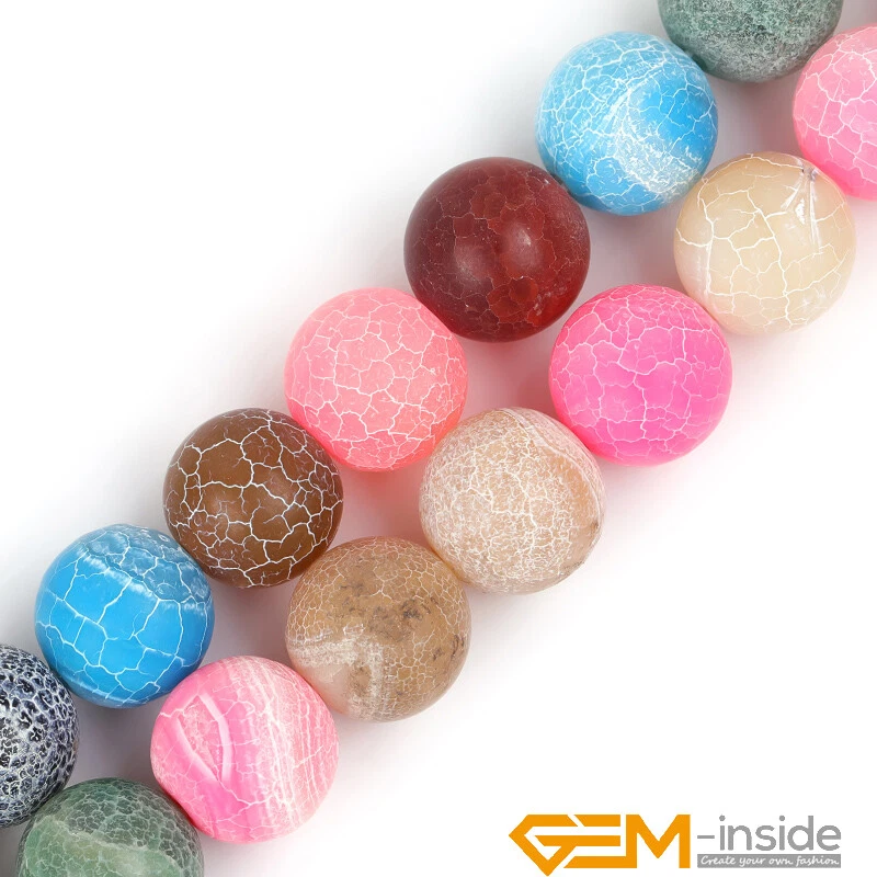 16mm Multi-color Fire Agate Gemstone Frost Matte Round Beads For Jewelry Making - Image 1 of 4