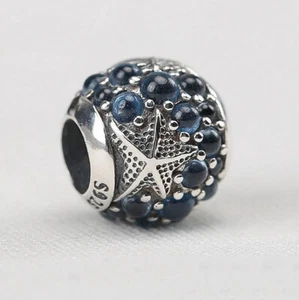 Charm Perle 925 Silber Seestern Ozean Kugel Blau - Anhänger für Pandora Armband - Bild 1 von 2