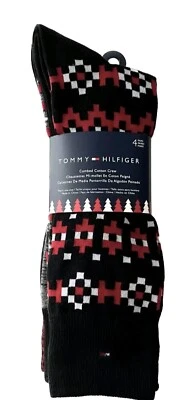 Paquete de 4 calcetines Tommy Hilfiger para hombre de algodón peinado vacaciones multicolor EE. UU. 7-12  Foto 1 de 4