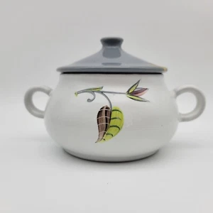 Denby Gres Inglaterra Primavera Pequeño Cuenco con Tapa Hojas Asas Tapa Astillada  - Imagen 1 de 9