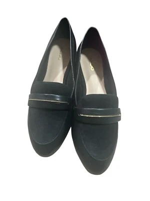ALDO Claurinda Loafers Black Gold Heel Flats sz 8.5 - Image 1 of 4