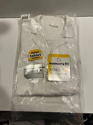 WonderWink Women's Long Knot Button White Lab Coat - 7908 - Size 8 Small - Image 1 of 4