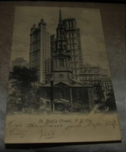 VINTAGE "ST. PAUL'S CHAPEL, NEW YORK CITY" POST CARD - Picture 1 of 2