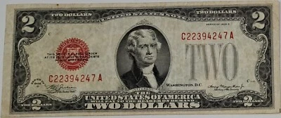 1928 Two Dollars United States D Series SN# C22394247A Banknote - Image 1 of 4