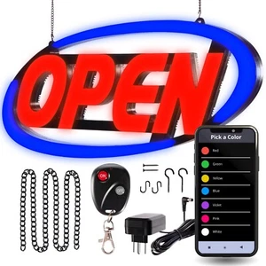 Insegna Led Aperta per Business - Spicca con 64 Combinazioni di Colori Super Luminosi - Foto 1 di 12