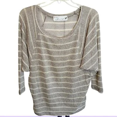 Vintage Havana 9561 Tan Stripe Sweater Scoop Neck Sz Small - Image 1 of 4