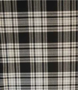 Material a cuadros de tela de tartán de poliviscosa 150 cm de ancho blanco y negro - Imagen 1 de 2