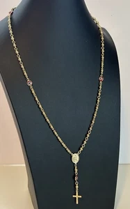 14K Gold gefüllt Glas Evil Eye Station Rosenkranz Halskette Neu mit Etikett - Bild 1 von 12