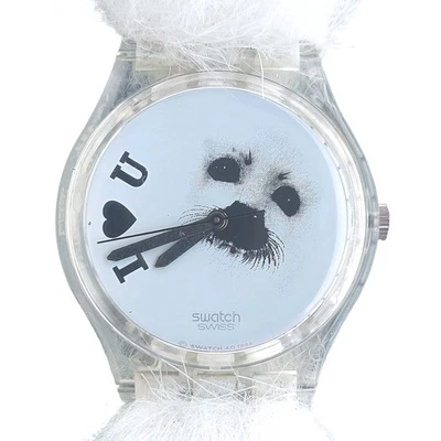 Swatch Watch FROZEN TEARS GK202 1995 Swiss Made Quartz 34mm Case Leather Band P6 - Image 1 of 4