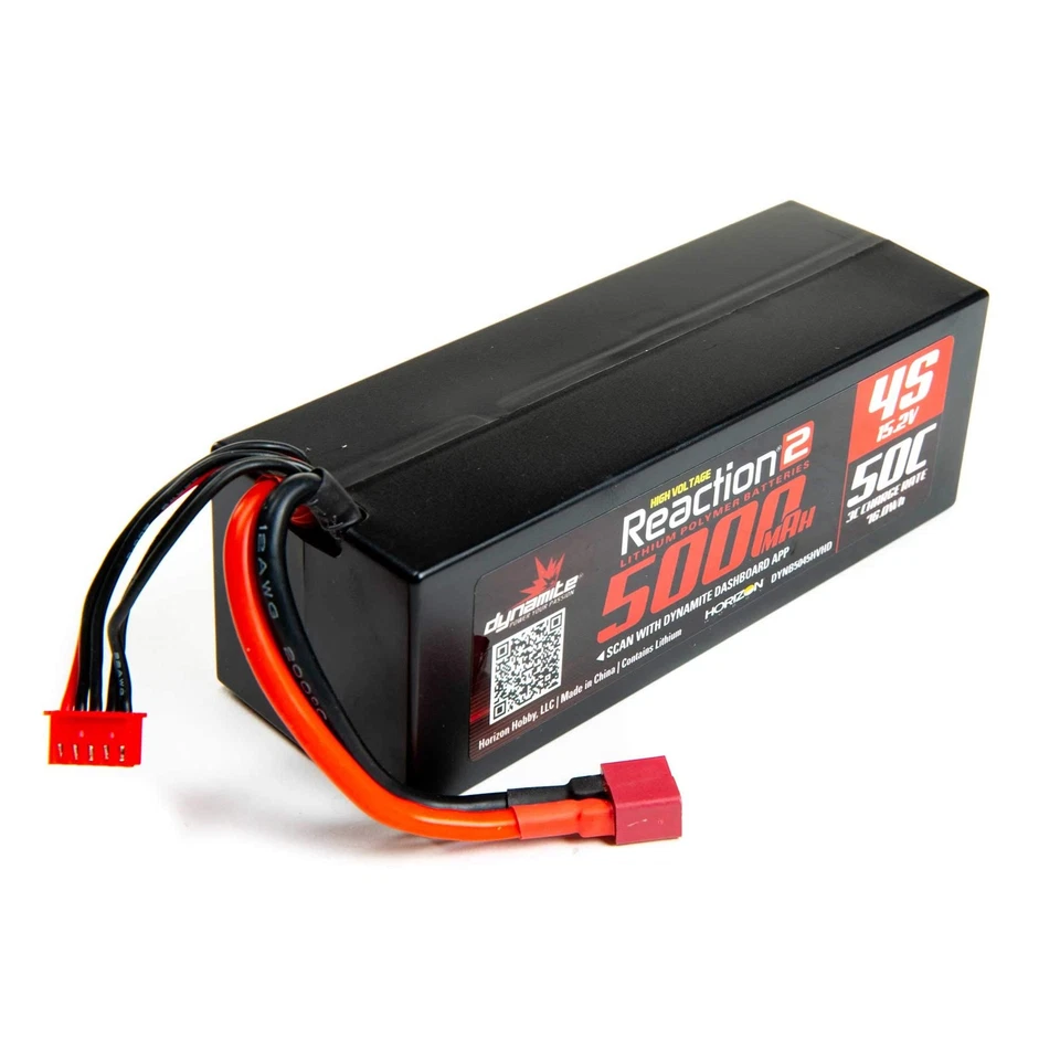 15.2V 5000mAh 4S 50C Reaction 2.0 Hardcase Lihv Battery Deans DYNB5045HVHD Car - Image 1 of 1