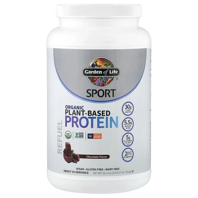 Sport, Organic Plant-Based Protein, Chocolate, 2 lb, 0.17 oz (912 g) Foto 1 de 2