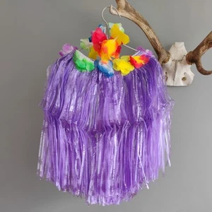 One Size Fancy Dress Hawaiian Grass Skirt Island Beach Party Theme With Anklets - Picture 1 of 2