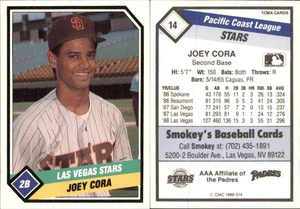 Joey Cora 1989 CMC Las Vegas Stars #14 RC Card Las Vegas Stars - Picture 1 of 1