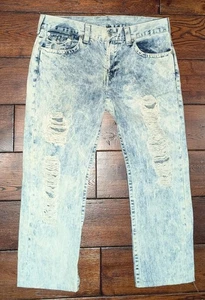 Jeans uomo True Religion dritto con patta lavaggio acido effetto invecchiato 36(20")x28,5" - Foto 1 di 21