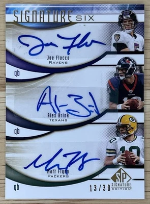Joe Flacco 2009 Upper Deck SP Signature Edition Six Auto /30 Flynn Brink Ainge - Image 1 of 4