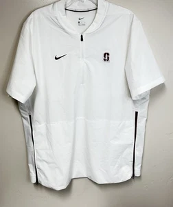 Stanford Jacket Nike Mens XL Half-Zip White pull-over Baseball Cage Golf - Picture 1 of 10