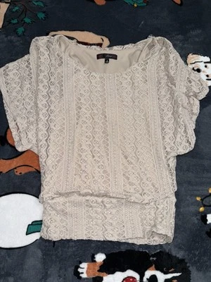 Blusa Top Mujer Vintage Talla Pequeña Heartsoul Beige Camisa Informal Foto 1 de 4