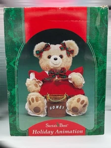 Difícil de encontrar Oso de miel de peluche animado mejor de los años 90 de Santas 16" de alto funciona de Navidad - Imagen 1 de 4