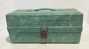 Vintage J.F. Pepper Co Tackle Box 700-2T w/Sewing Notions Emerald Green Marbled - Picture 1 of 16