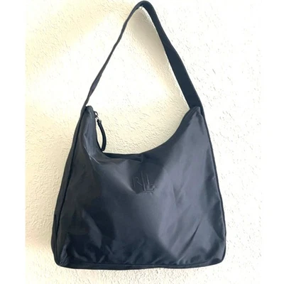 Lauren Ralph Lauren Mujer Nylon Negro Hobo Bolso de Hombro Cartera Bolso Logo Nuevo  Foto 1 de 4