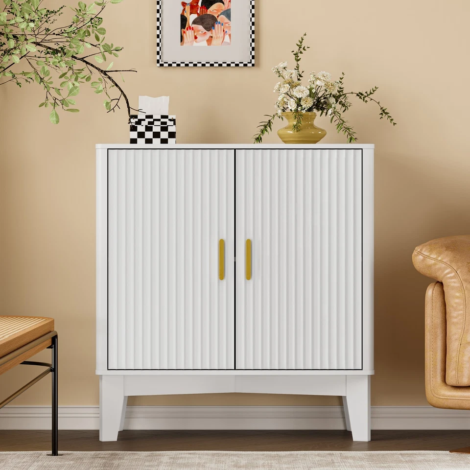 Буфет буфетный шкаф с местом для хранения, 29 дюймов рифленый шкаф для хранения на кухне - Изображение 1 из 4