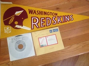 HAIL TO THE REDSKINS 45 RPM RECORD SIGNED BY COMPOSER BARNEE BREESKIN PENNANT - Picture 1 of 5