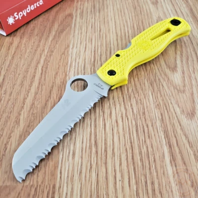 Spyderco Atlantic Salt Folding Knife 3.5" H2 Steel Blade Yellow FRN Handle 89SYL - Image 1 of 4