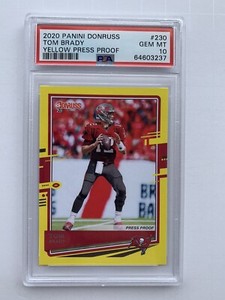 2020 Tom Brady Panini Donruss Yellow Press Proof “Rare” PSA 10