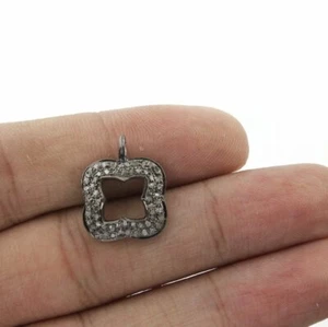Flower Charm Pendant 925 Silver Charm Pave Diamond Pendant For Christmas Gift's. - Picture 1 of 12