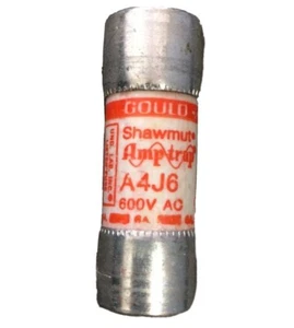 FUSIBILE A4J6 GOULD SHAWMUT 6 AMP 600 VOLT CLASSE J - CROSS CON JKS, JLS, JCL --SES - Foto 1 di 1