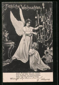 Ansichtskarte Weihnachtsengel mit Kind am Christbaum 1903 