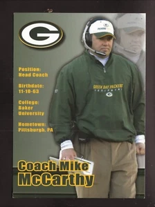 Tarjeta fotográfica a color Mike McCarthy--Green Bay Packers--2010 DAV 5x7 - Imagen 1 de 2
