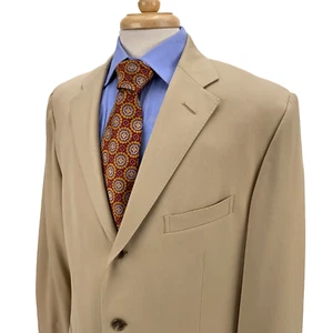 Polo Ralph Lauren Tan Beige 3 Button Wool Blazer Sport Jacket Mens 44L Italy - Picture 1 of 16