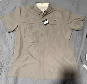 Eddie Bauer Men's Ripstop Guide Short Sleeve Shirt Vented Green Size L NWT - Picture 1 of 8