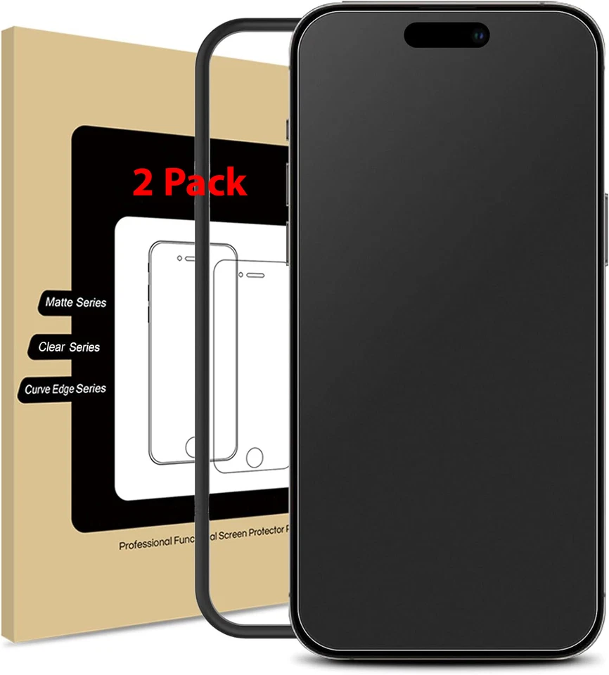 2X Protector de pantalla de vidrio mate para iPhone 15 14 13 12 11 Pro Max Plus X XR 8 7 Foto 1 de 1