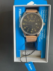 Columbia Mens Watch, Fieldmaster II Stainless, Date, 24hr, Leather, CA007, New - Picture 1 of 6