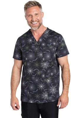 Cherokee Prints Unisex V-Neck Print Top CK691 NTWB Night Webs Free Shipping - Image 1 of 2