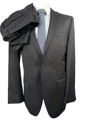 MARC ANTHONY Hombres Negro ATHLETIC FIT Lana 2 Piezas Traje 40R Chaqueta 36x30 Pantalón Foto 1 de 4