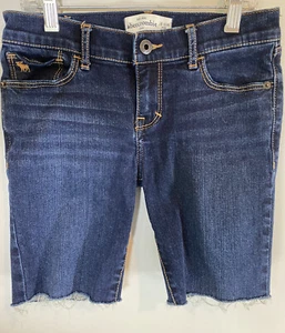 ABERCROMBIE Kids Girls sz 16 Slim Cut Off Shorts Dark Denim Stretch EXCELLENT - Picture 1 of 9