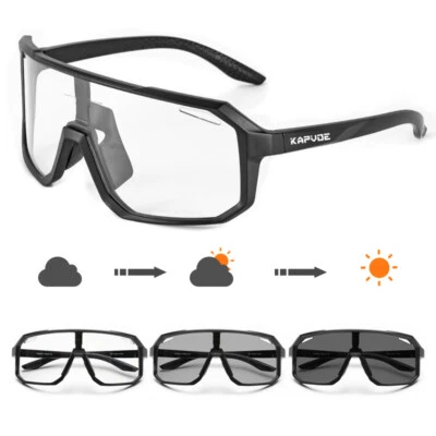 Photochromic Cycling Sunglasses Sports Mountain Bike Glasses UV Bicycle Goggles - Image 1 of 4