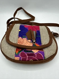 Bolso Cartera de Gamuza Guatemalteca Bolso de Mano Bordado Convertible Bandolera Floral Prpl - Imagen 1 de 9