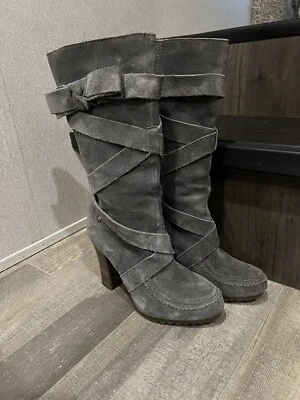 Calvin Klein Jill 女式时尚麂皮绒中筒靴短靴拉鞋 6.5 — 第 1/4 张图片