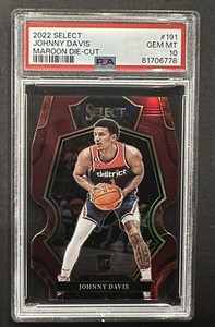 2022-23 Panini Select Johnny Davis Rookie Maroon Die Cut 8/175 Psa 10 Gem Mint 