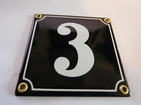 Berlin Black and White Enamel Porcelain House Door Number Street Sign / Plate 3 Cover