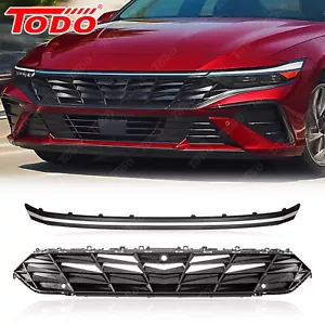 For 2024-2025 Hyundai Elantra Front Grille W/Sensor Hole&Camera Hole&Chrome Trim - Picture 1 of 6
