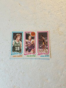 DAVE COWENS 1980-81 TOPPS BOSTON CELTICS W/ PAUL WESTPHALL & JAMAAL WILKES