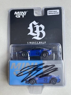 Mini Gt Nissan Z LB Nation Works Seiran azul RHD con letrero de Hyuma Kato Foto 1 de 3