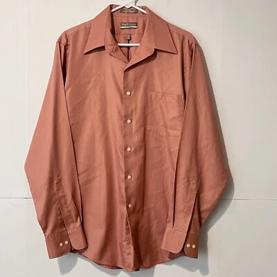 Van Heusen Mens Shirt Size 16 34/35 Pink Pique Wrinkle Free Long Sleeve - Image 1 of 4