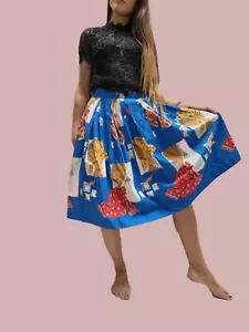 Vintage A-Line Maxi Midi Skirt XS 6 Apron boho 50s quirky artsy minimal print - Picture 1 of 7